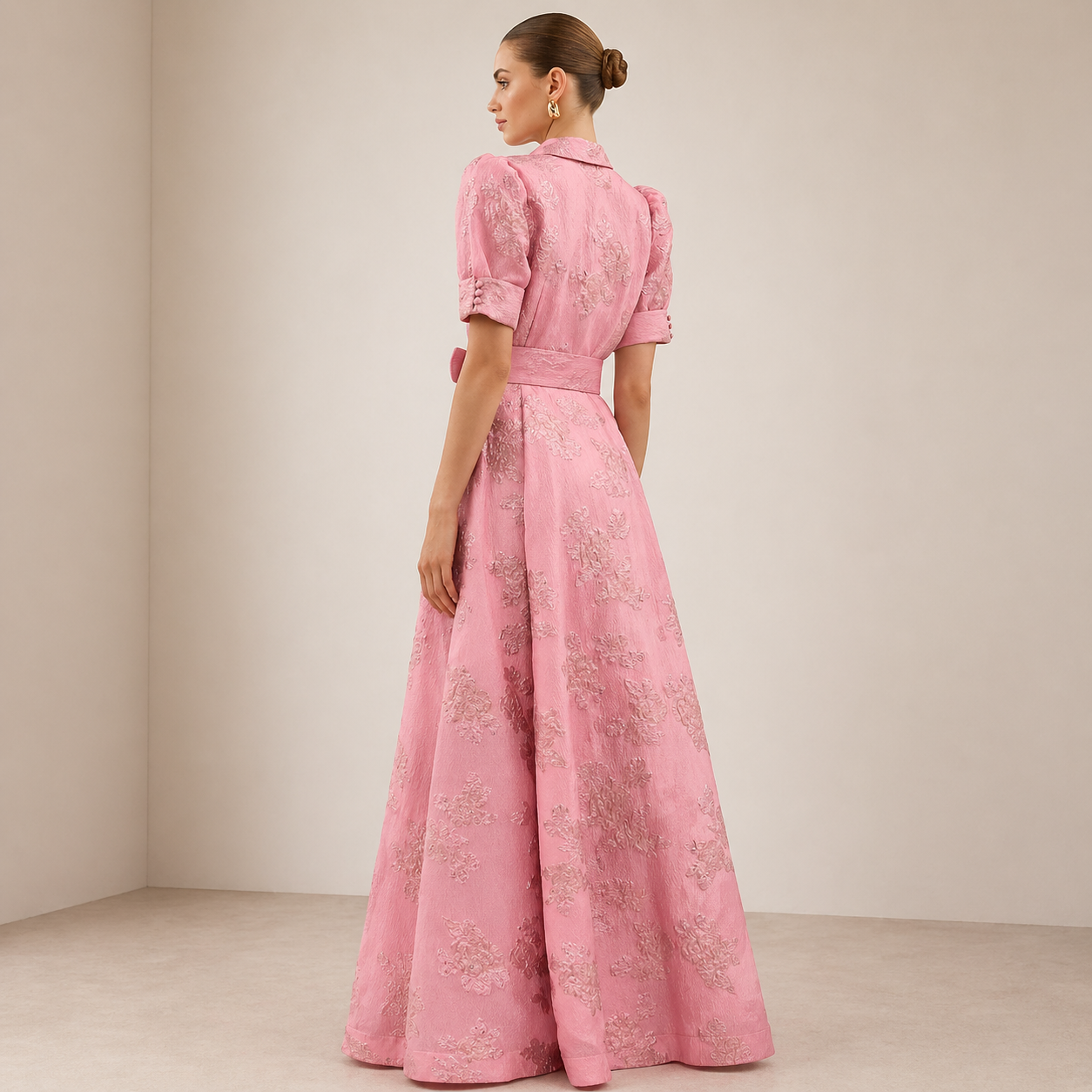 Flora | Blush Elegance Belted Maxi Dress