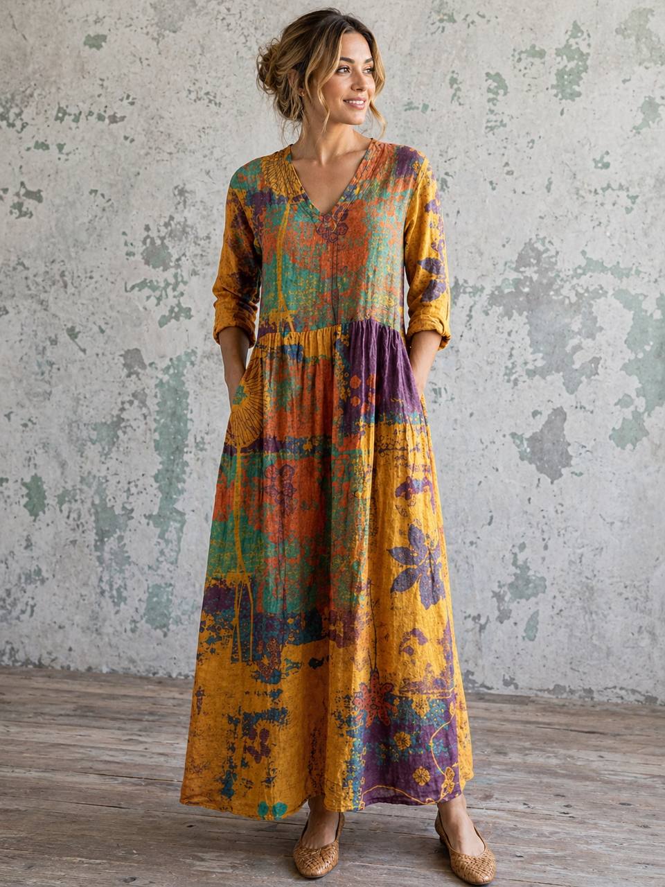 Caitlyn | Bohemian Patchwork Harmony Maxi Dress