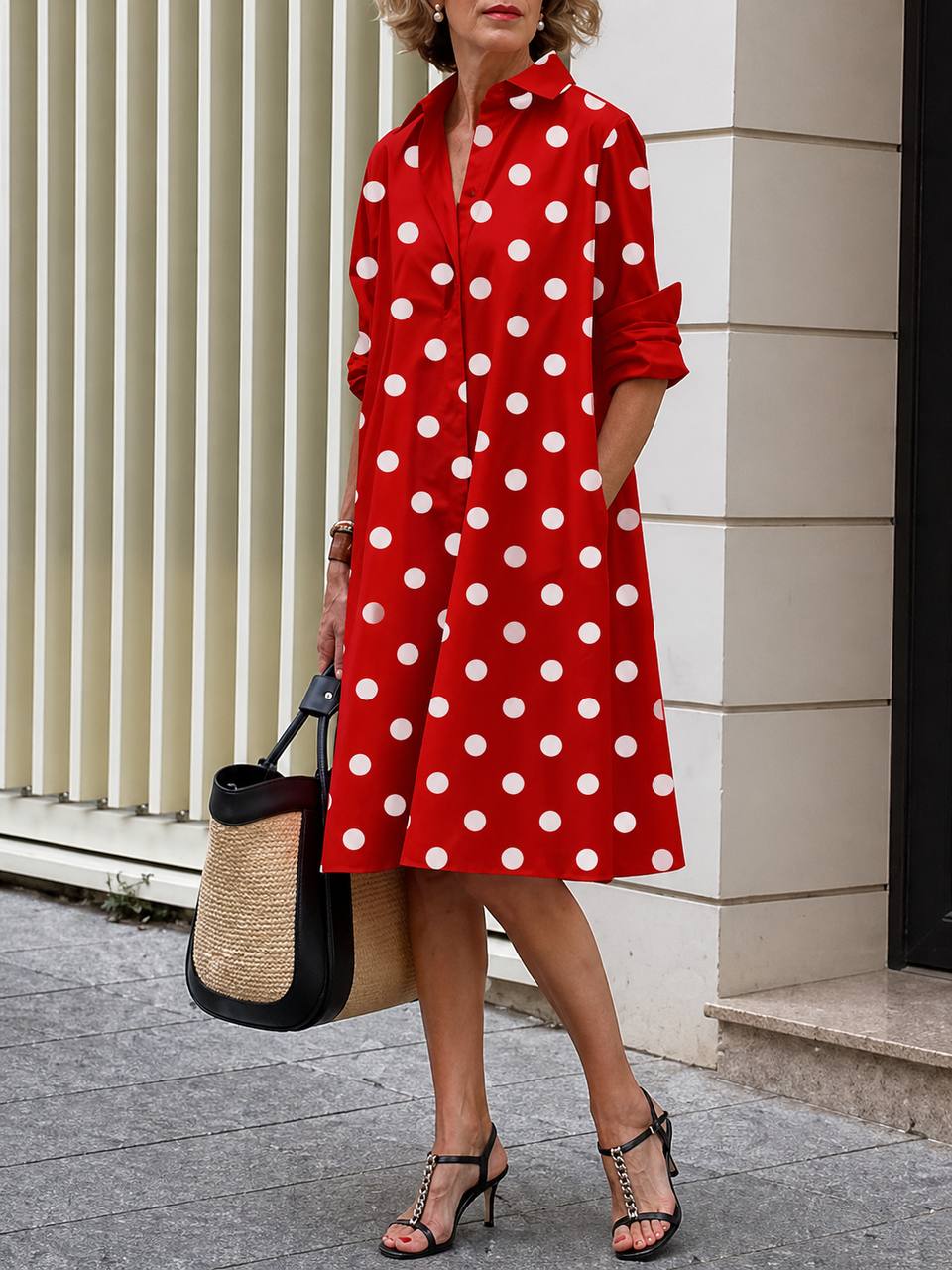 Carly | Chic Polka Classic Shirt Dress