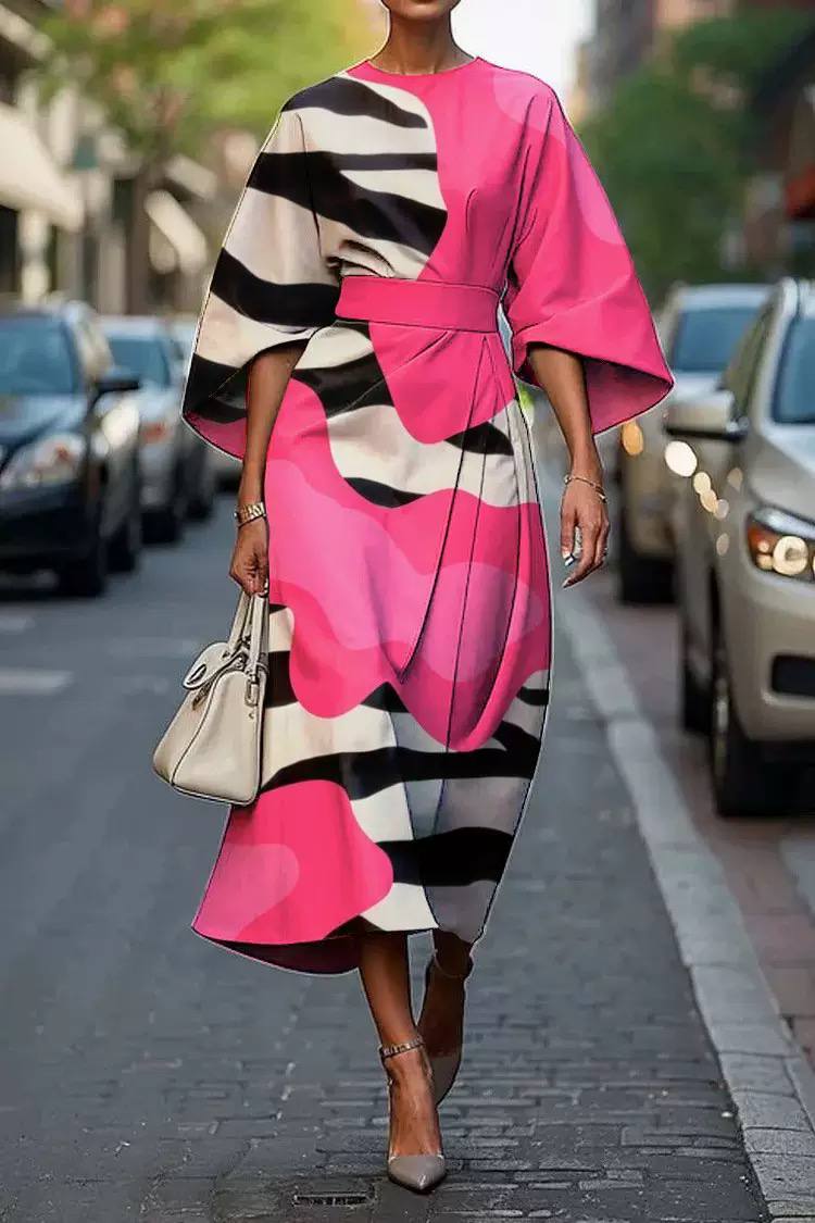 Erika | Abstract Wave Statement Midi Dress
