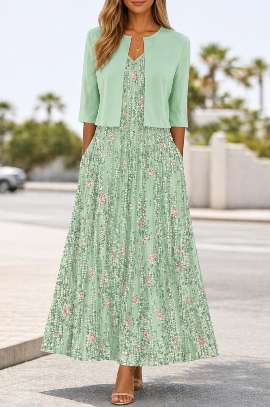 Rose | Mint Grace Midi Dress