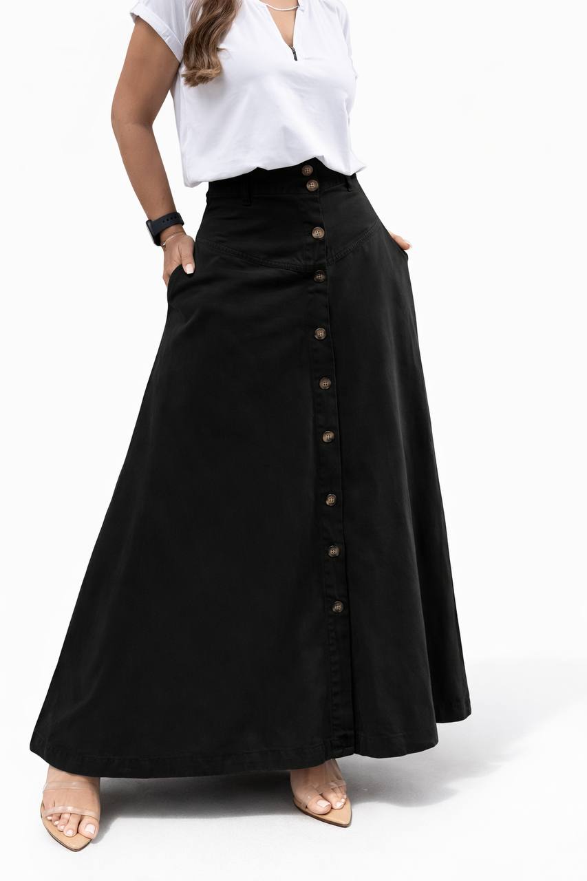 Presley | Buttoned A-Line Maxi Skirt