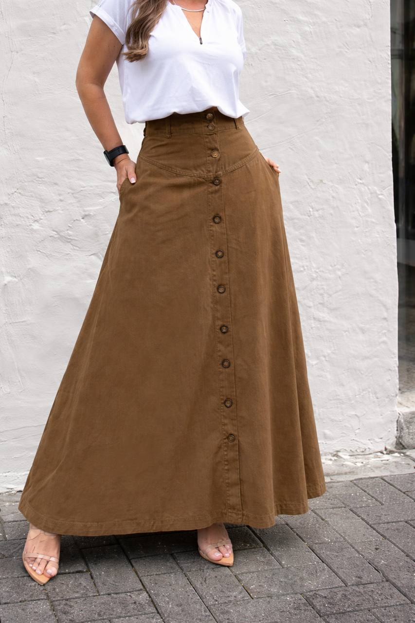 Presley | Buttoned A-Line Maxi Skirt