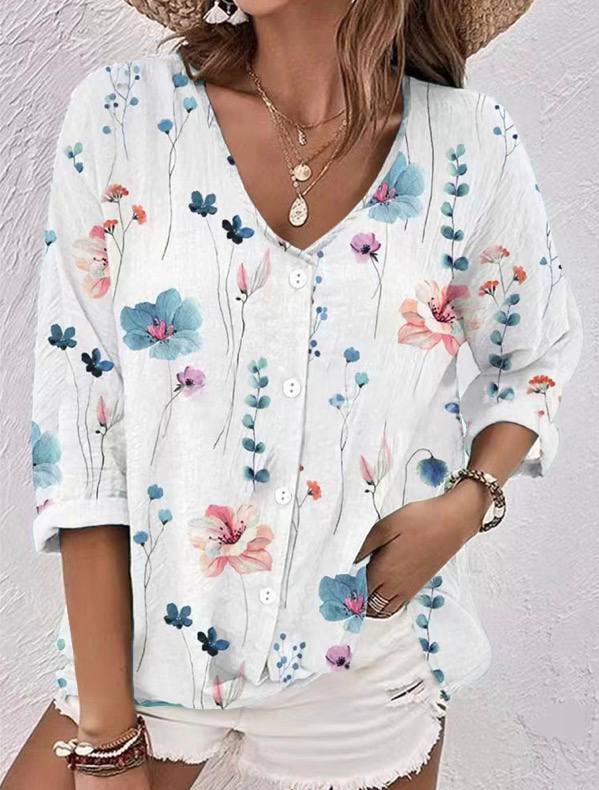 JOANNE | PRINTED BUTTON TUNIC TOP