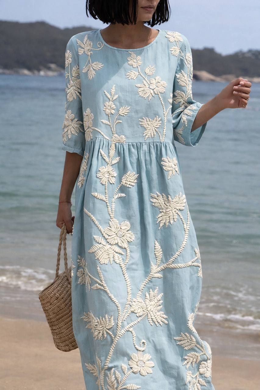 Kinsley |Summer Bloom Embroidered Dress