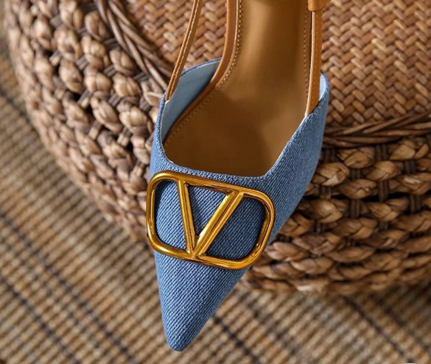 Brielle | Chic Pointed Slingback Heels with Gold Buckle