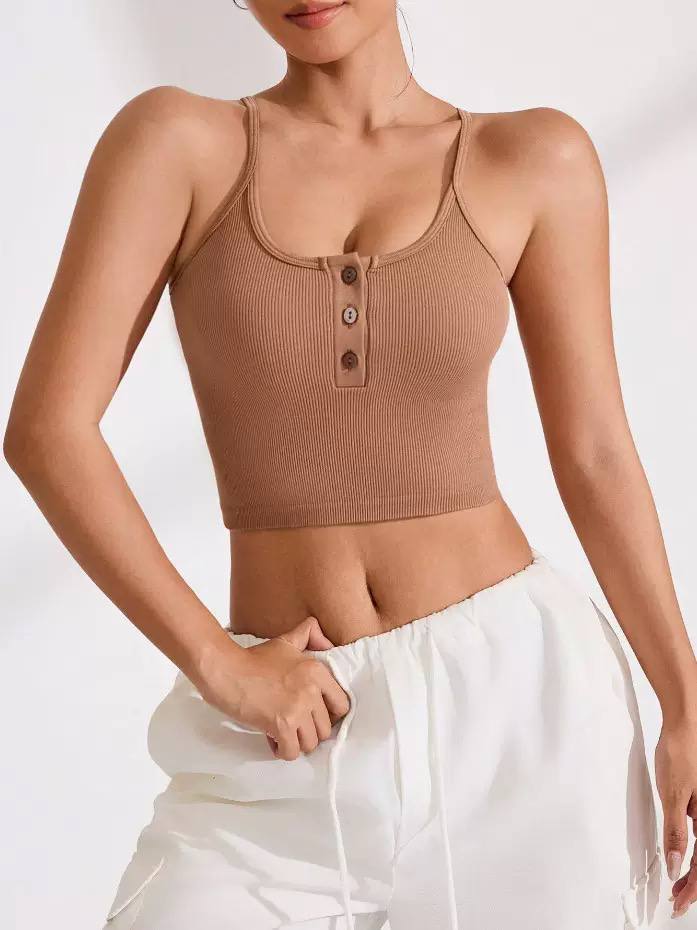Rylee | Ribbed Button Front Crop Tank Top