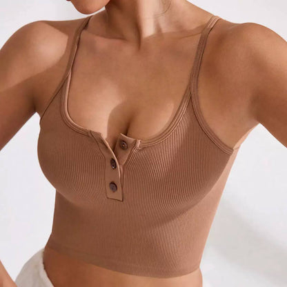 Rylee | Ribbed Button Front Crop Tank Top