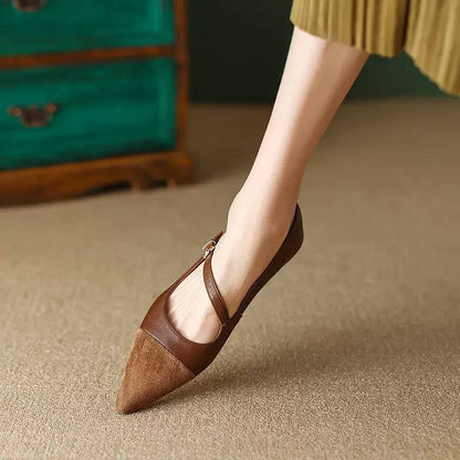 Addison | Two-Tone Pointed Strap Flats