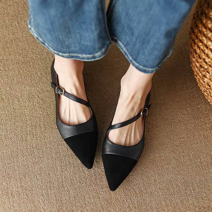 Addison | Two-Tone Pointed Strap Flats