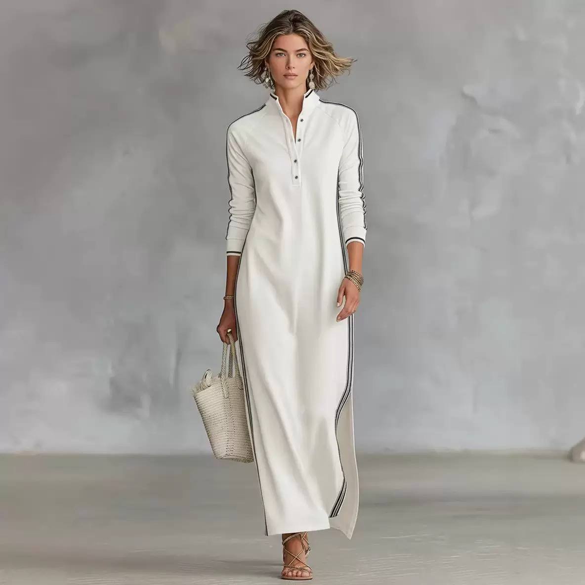 Sarah | Minimal Long Sleeve Maxi Dress