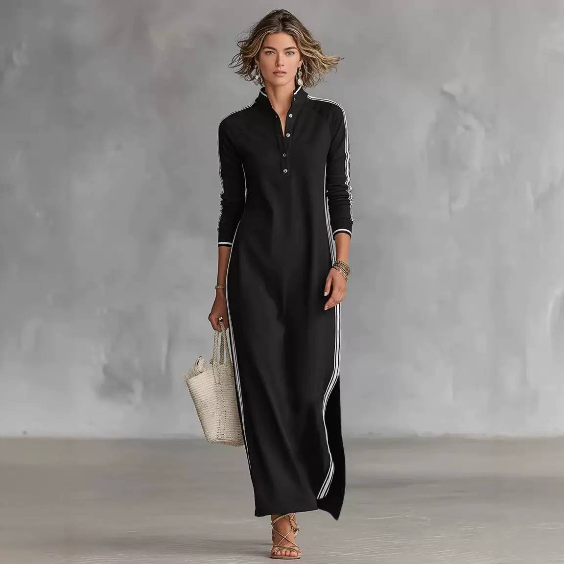 Sarah | Minimal Long Sleeve Maxi Dress