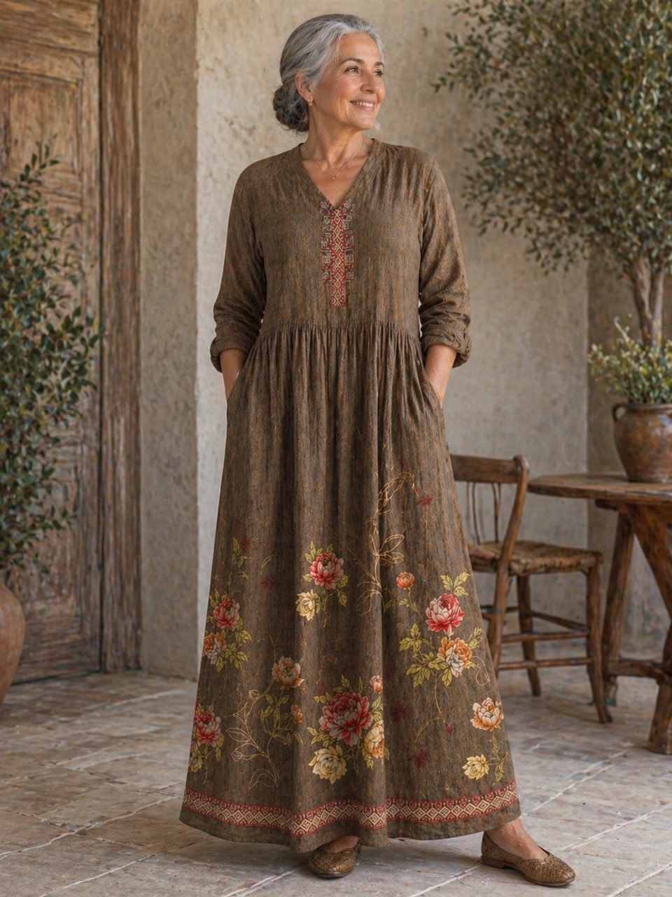 Carleigh | Rustic Bloom Heritage Maxi Dress