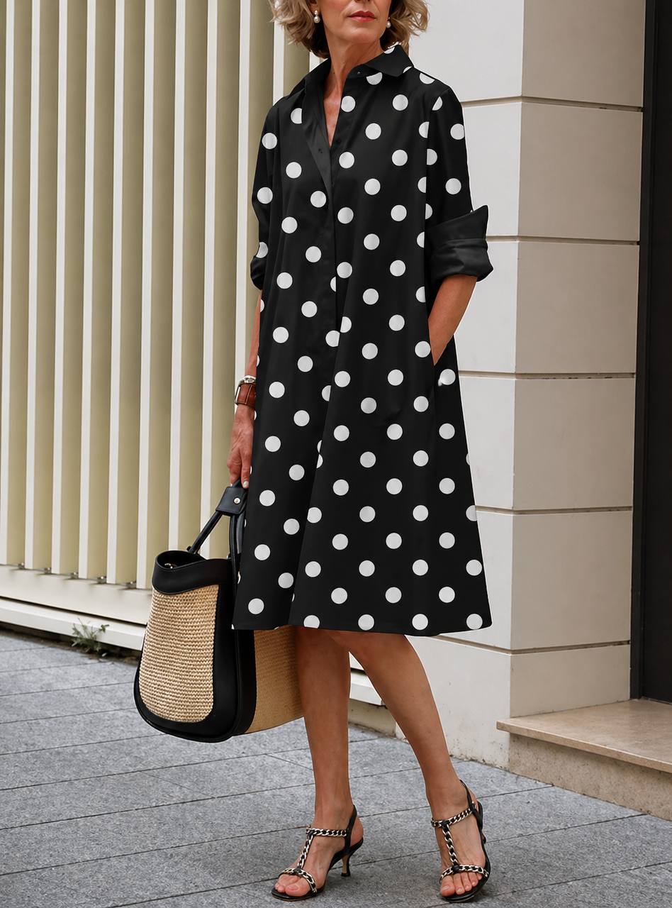 Carly | Chic Polka Classic Shirt Dress
