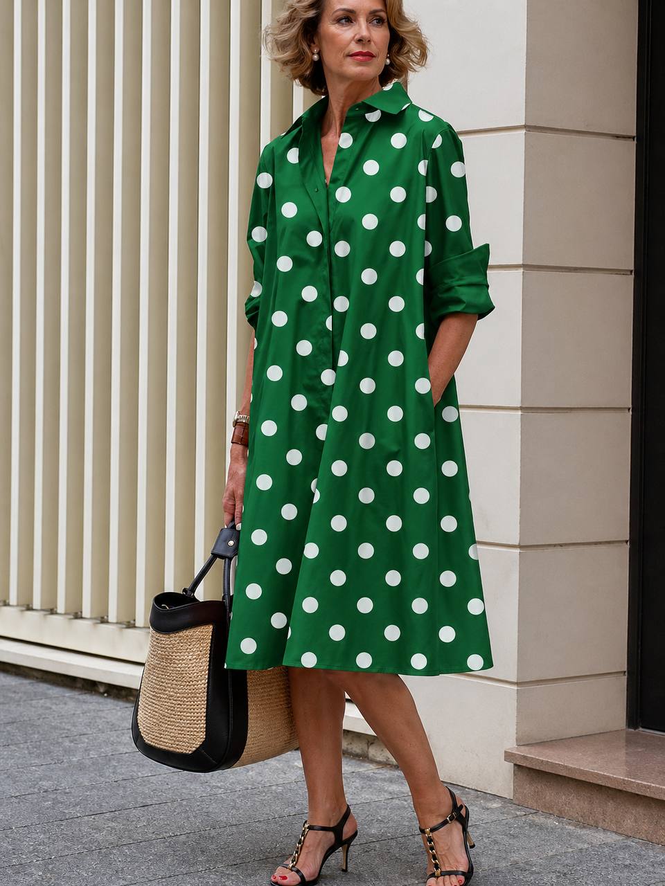 Carly | Chic Polka Classic Shirt Dress