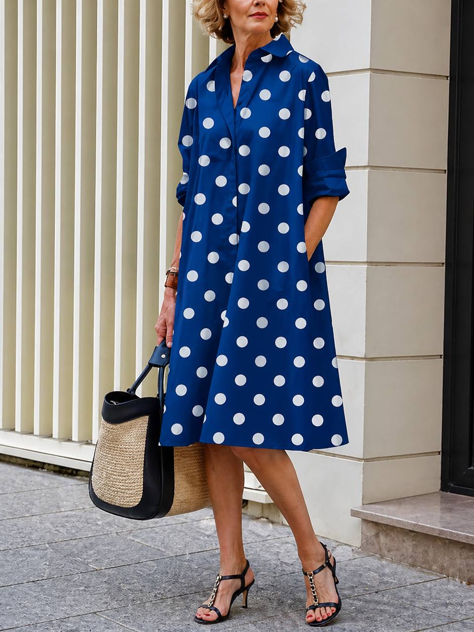 Carly | Chic Polka Classic Shirt Dress