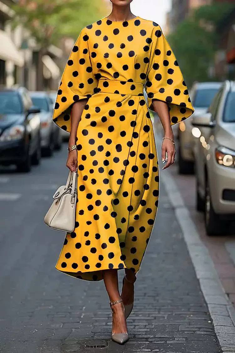 Crystalynn | Sunset Polka Wrap Midi Dress