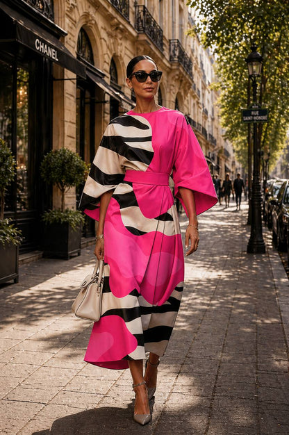 Erika | Abstract Wave Statement Midi Dress