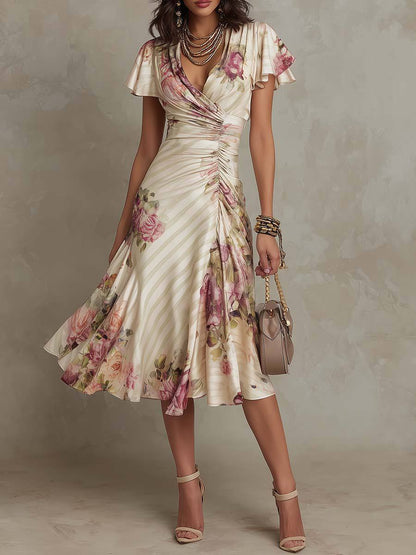 Alba |  Floral Satin Midi Dress