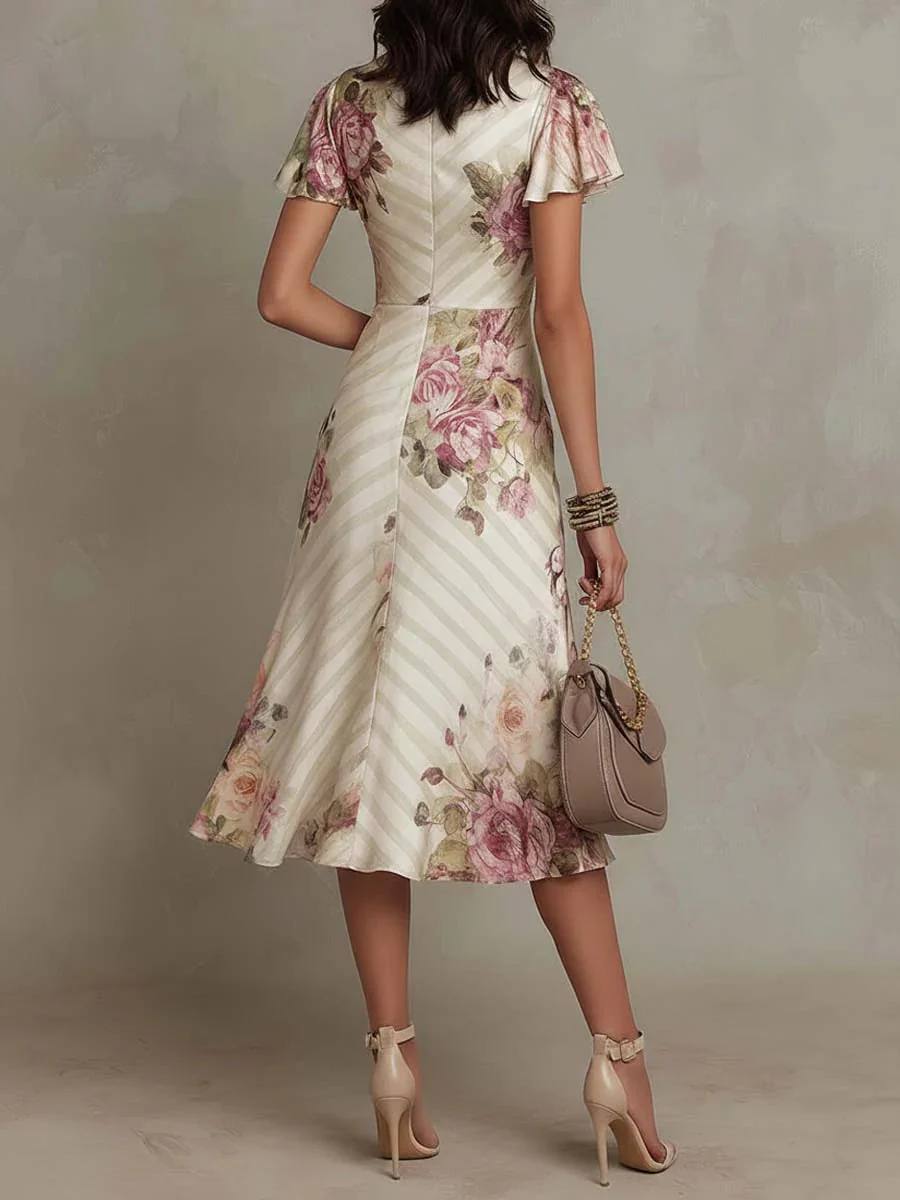 Alba |  Floral Satin Midi Dress