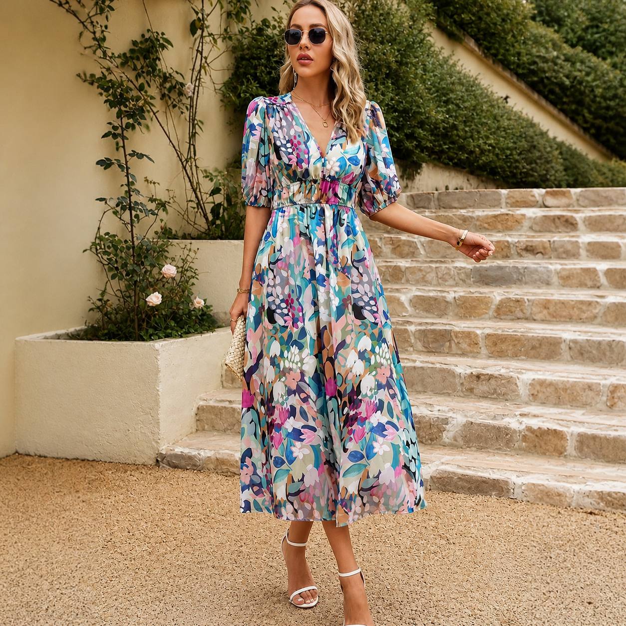 Seraphina | Ocean Bloom Midi Dress