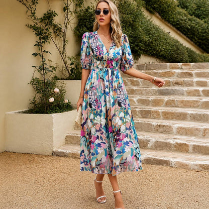 Seraphina | Ocean Bloom Midi Dress