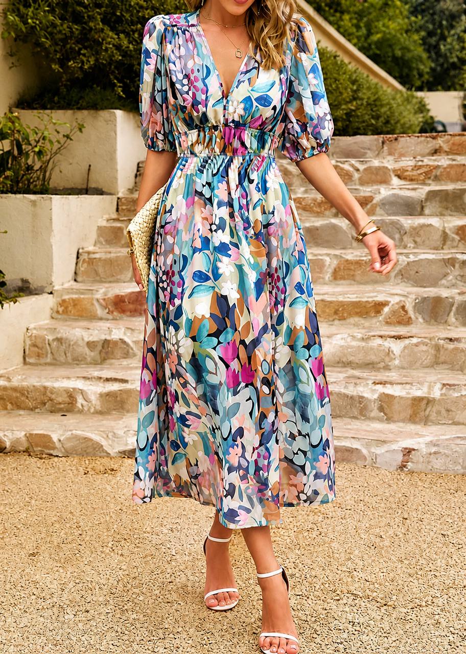 Seraphina | Ocean Bloom Midi Dress