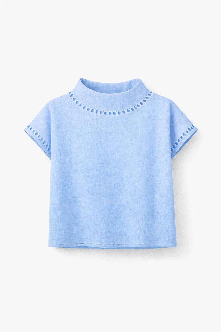 Azalea | Lace Trim Mock Neck Top