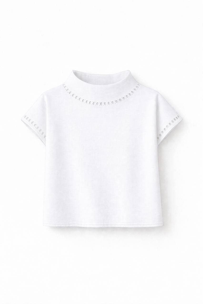 Azalea | Lace Trim Mock Neck Top